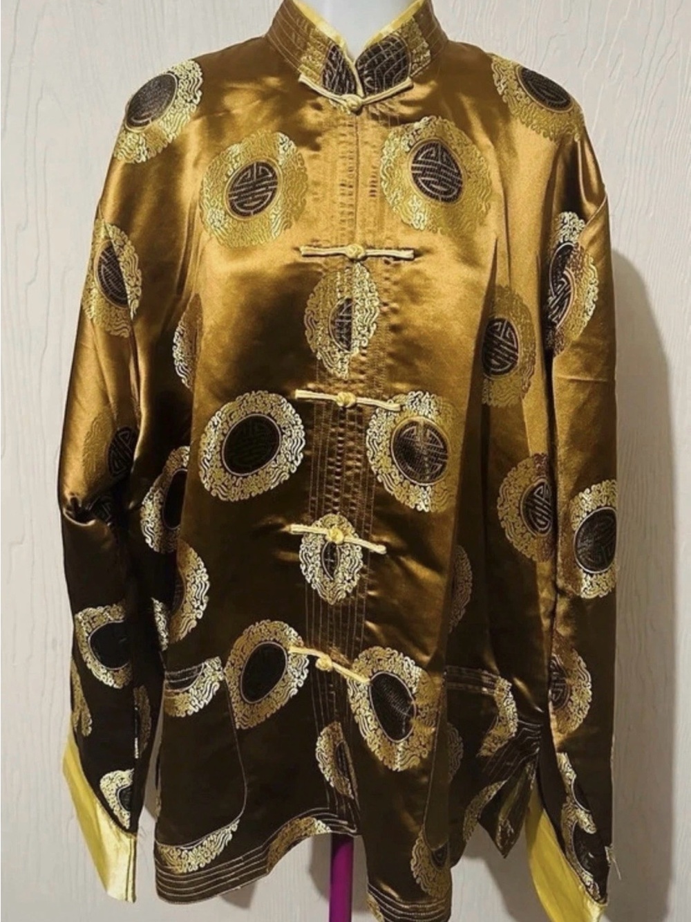 Mulan Traditional Chinese Gold Tangzhuang (Tang suit jacket) Size XXXL, New